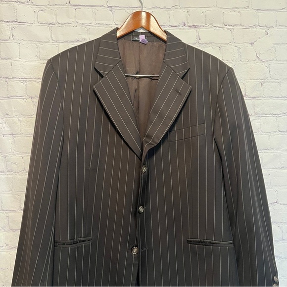 Gianfranco Ferre Mens Three Button Blazer Jacket Brown Size 42R Stripes - Picture 1 of 12